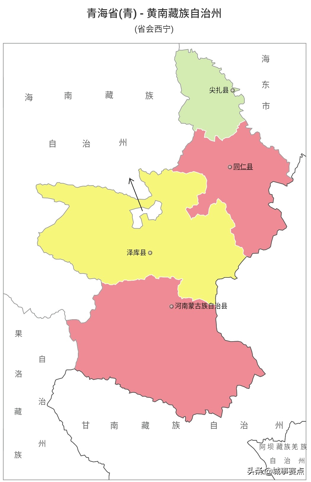 完整版青海省行政区划图，下辖行政单位个个面积广阔，有的堪比省