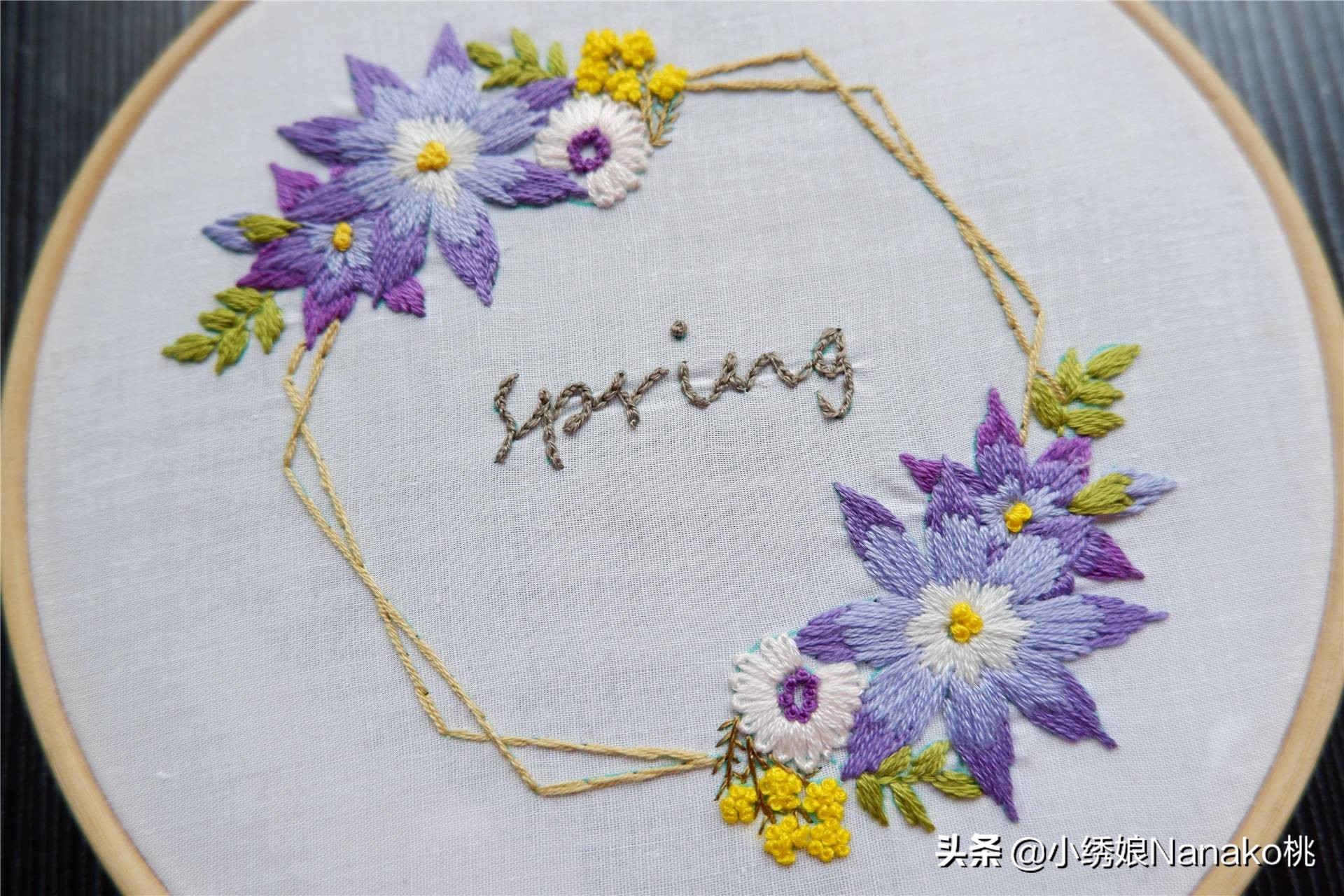 满园春刺绣教程,花环刺绣教程