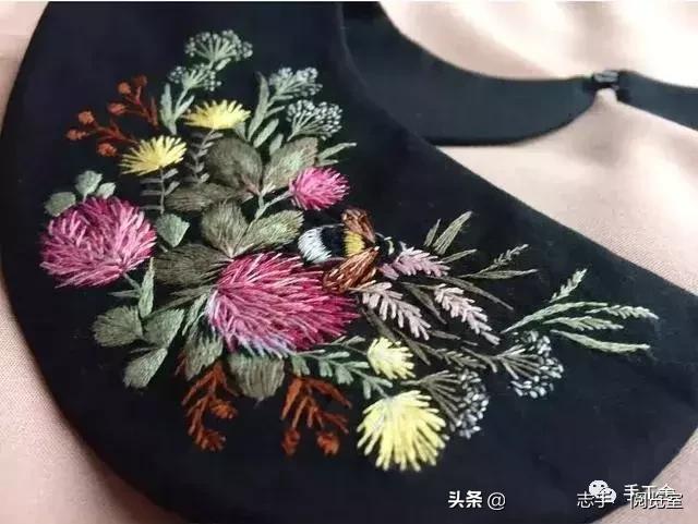 领口刺绣小花朵,刺绣花朵500种图片大全