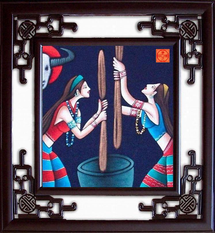 重彩蜡染画,收藏刺绣