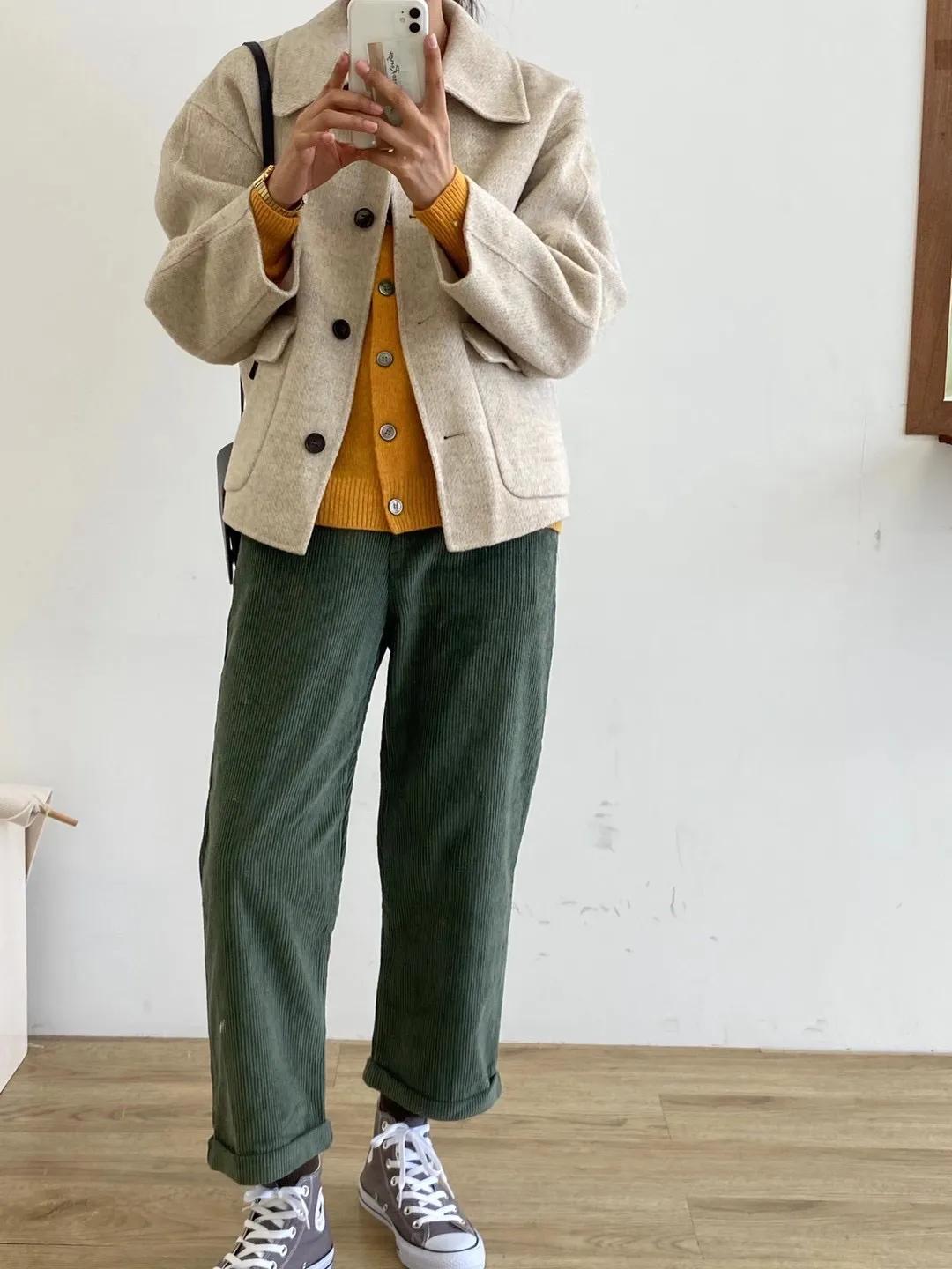 韩国小姐姐大衣穿搭,韩国小姐姐学院风大衣内搭