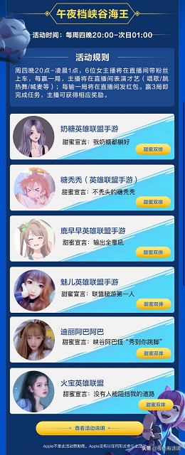 英雄联盟手游午夜女神活动来临,与六大女神开黑,赢了就有热舞