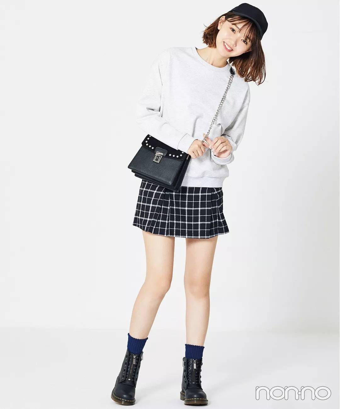 秋冬小香风外套和牛仔半裙穿搭,格子秋冬半裙搭配什么上衣好看