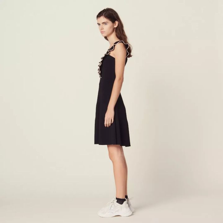 sandro18款小黑裙,法国轻奢女装sandro