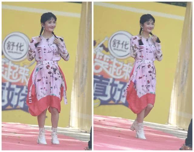 谢娜高级感宫廷裙,谢娜穿宽松连衣裙
