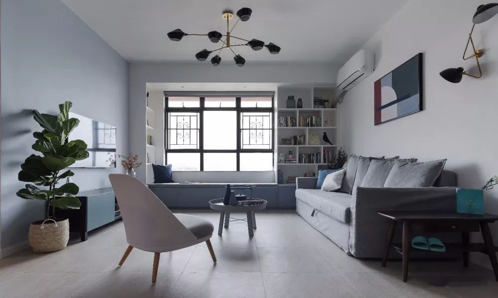 客厅地砖颜色怎么选现代简约款,冠珠摩卡灰地砖客厅效果图