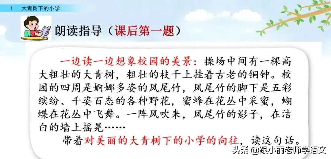 大青树下的小学重要背诵内容,大青树下的小学重点知识点