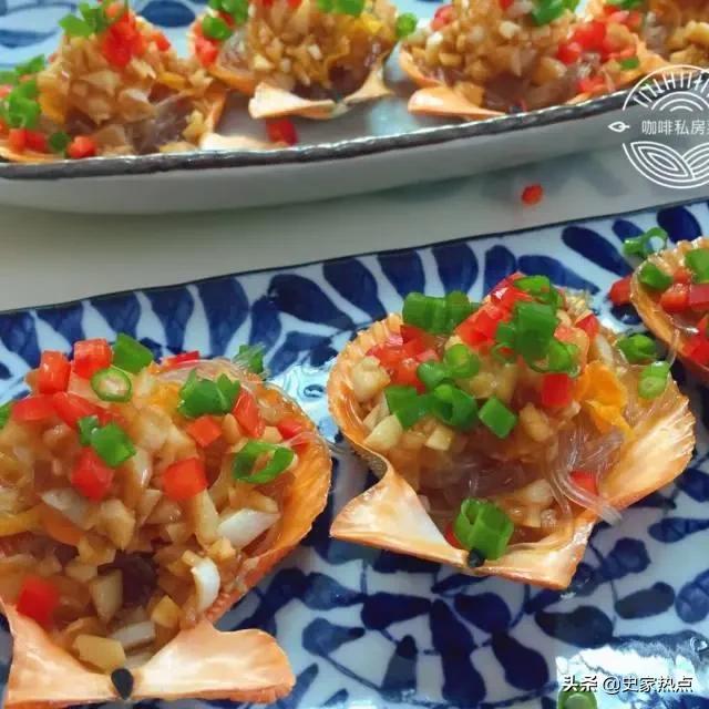 粉丝蒜蓉蒸扇贝自己做省钱又好吃,蒜蓉粉丝蒸扇贝教程清晰