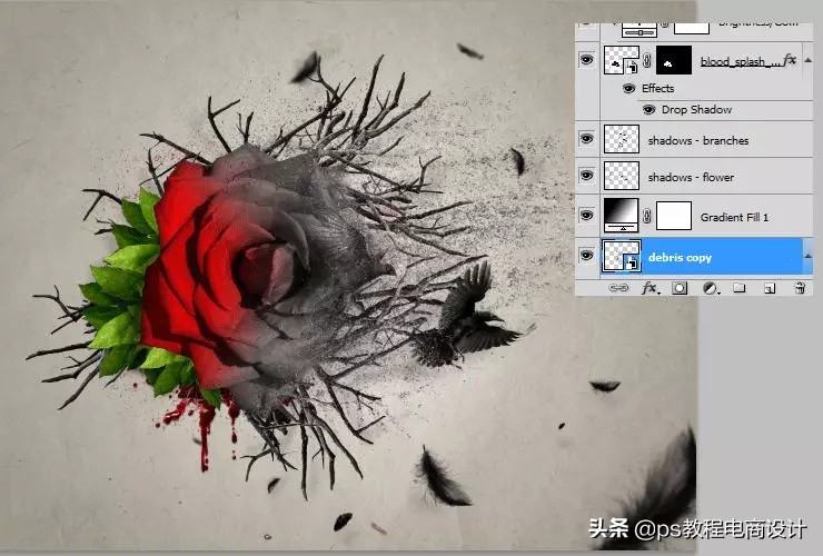 ps怎么把玫瑰变成金黄色,ps蝴蝶和鲜花合成