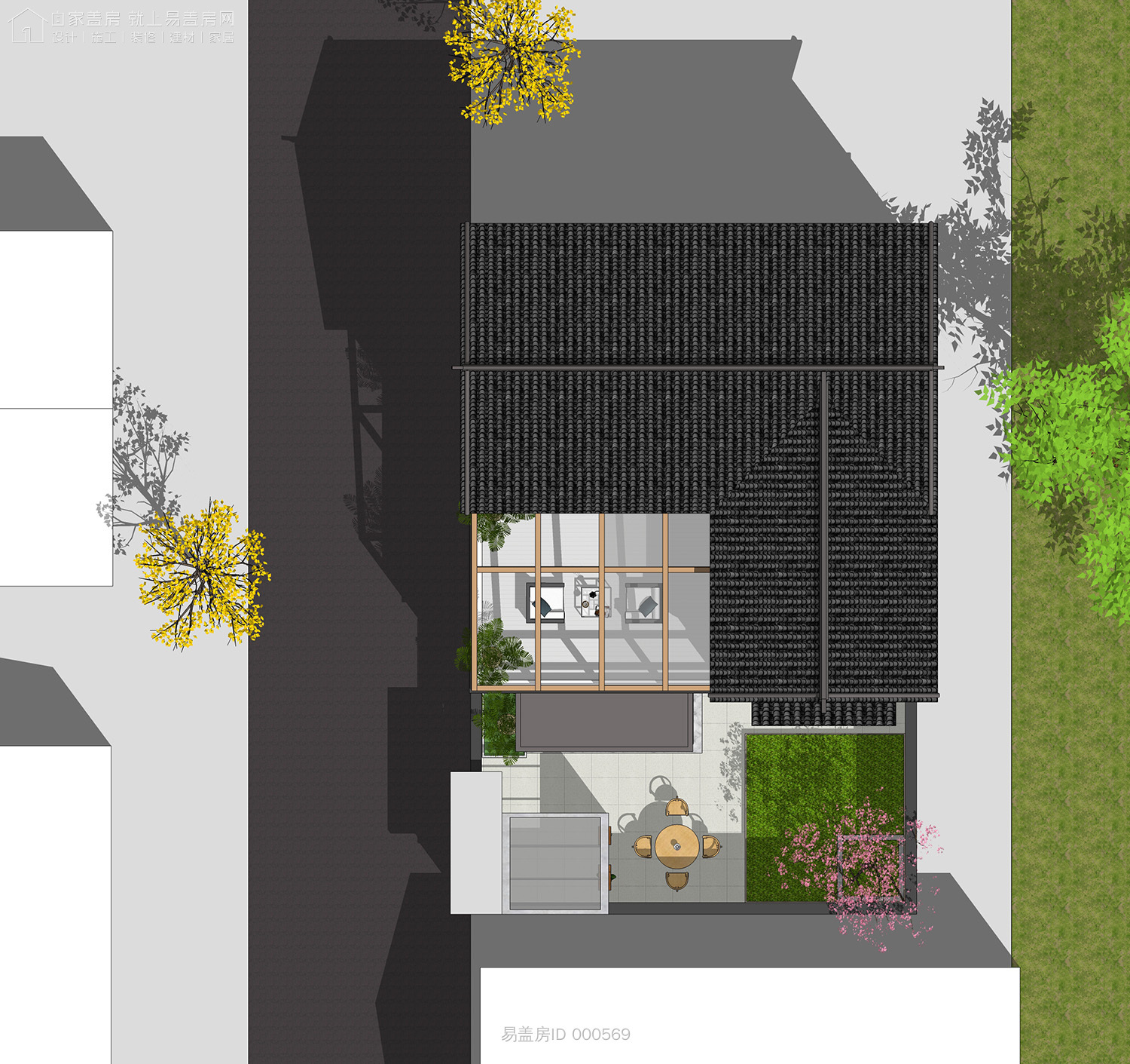 二层农村别墅带阳光房现代简约,农村二层带阳光房别墅效果图