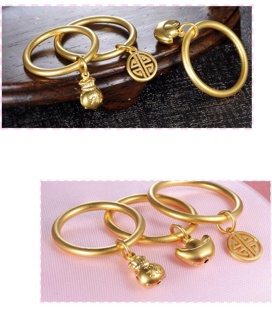 简单古法花纹黄金戒指,最近流行的古法黄金戒指