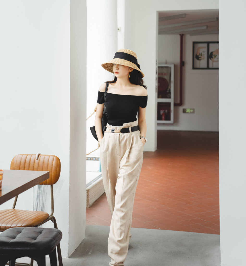 夏日穿搭两件套微胖,夏天穿的一字肩套装