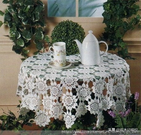 手工钩针毛线沙发巾桌布台布,精致唯美的细蕾丝钩针镂空花桌布