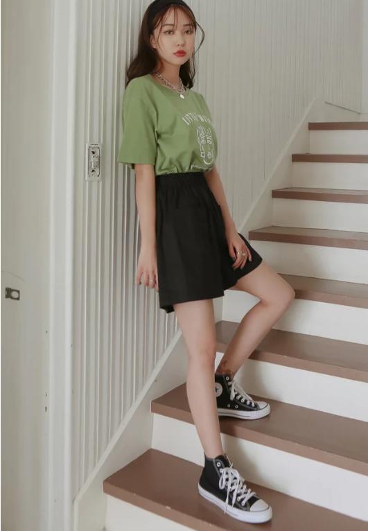 2020夏装韩版圆领短袖t恤女士衣服,夏装新款韩版拼色短袖t恤