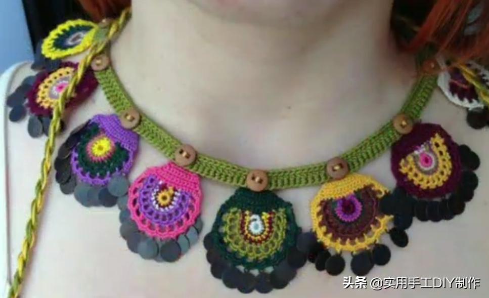 民族风毛衣链高档项链女挂饰品,羊绒衫的手工编织女