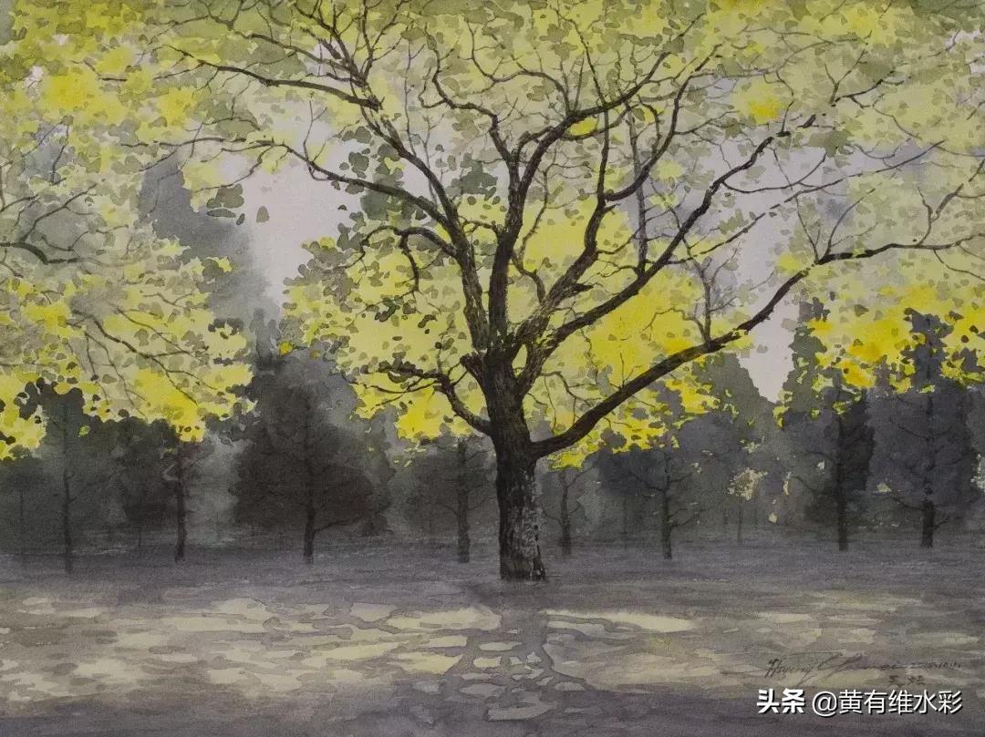 水彩画山风景入门,远山画法入门教程