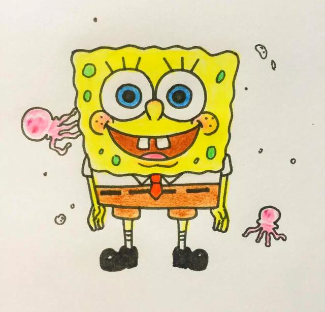 画海绵宝宝简笔画教程,怎么画简笔画海绵宝宝