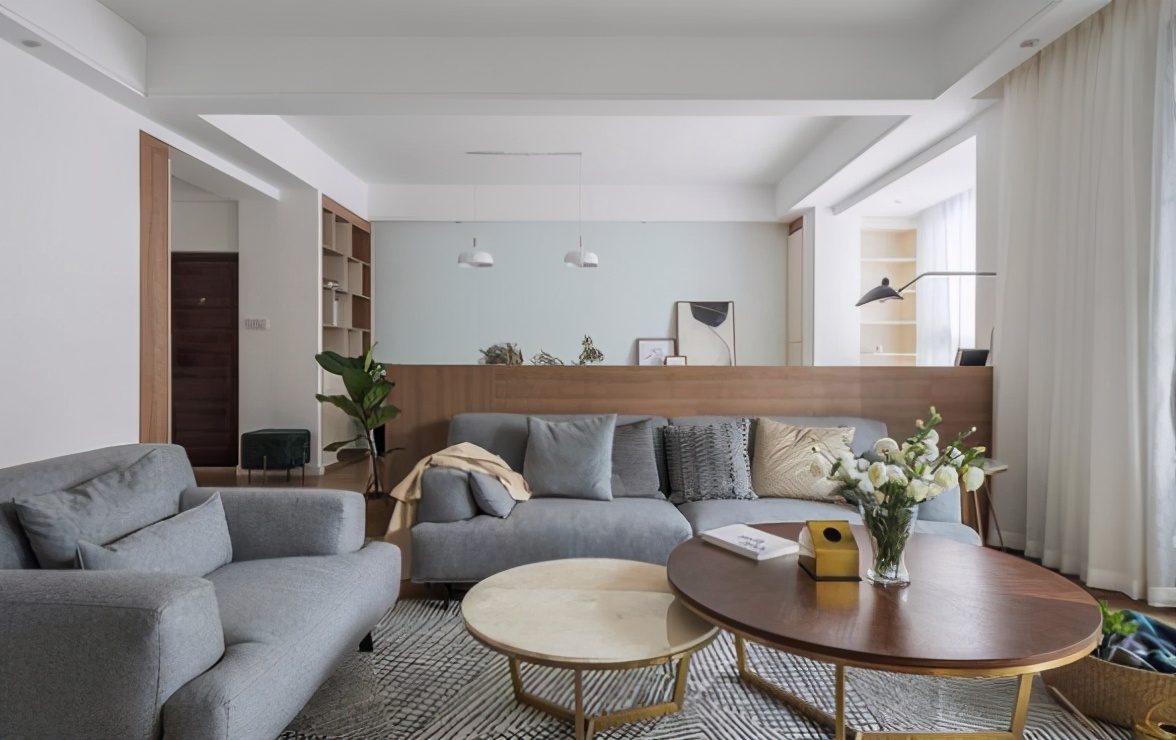 130平客厅才5.7米横厅设计,30平阳台客厅餐厅一体设计