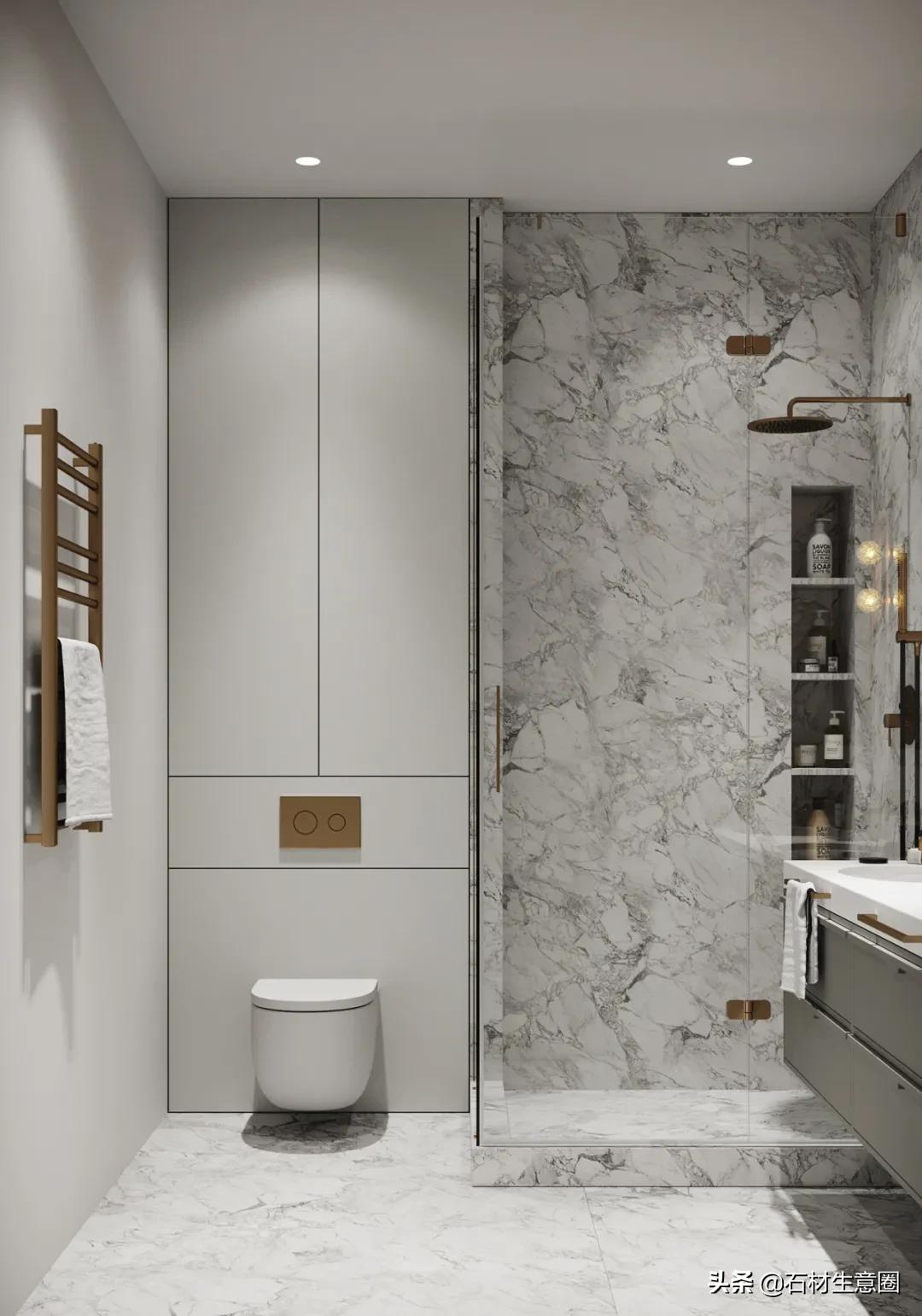 大理石做的浴室柜效果图,极简风格大理石浴室