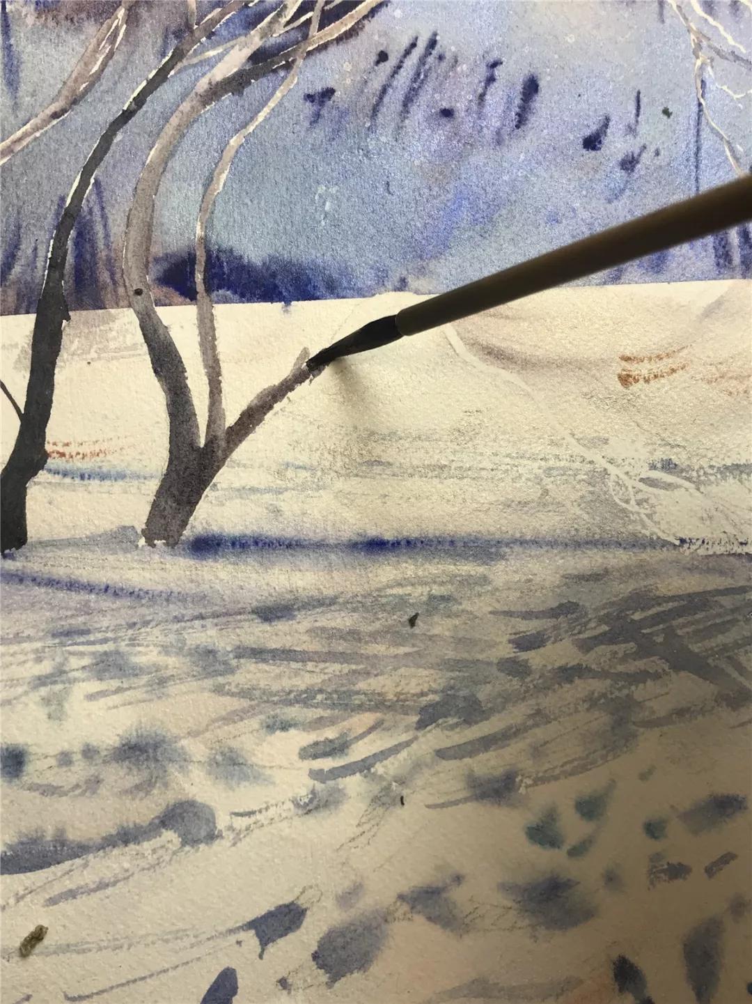 100幅风景写生水粉画教程,如何画雪景图水彩画教程