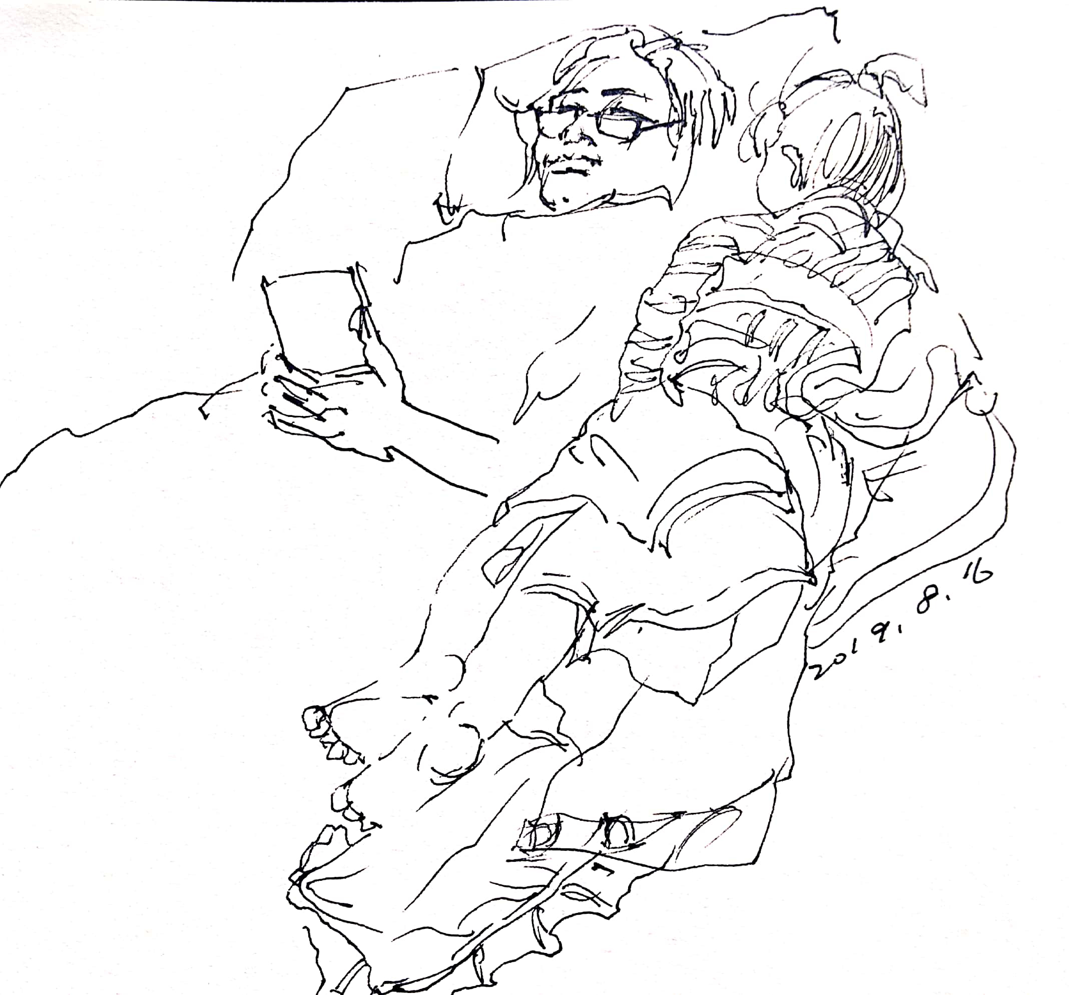 亲切友好的钢笔画速写