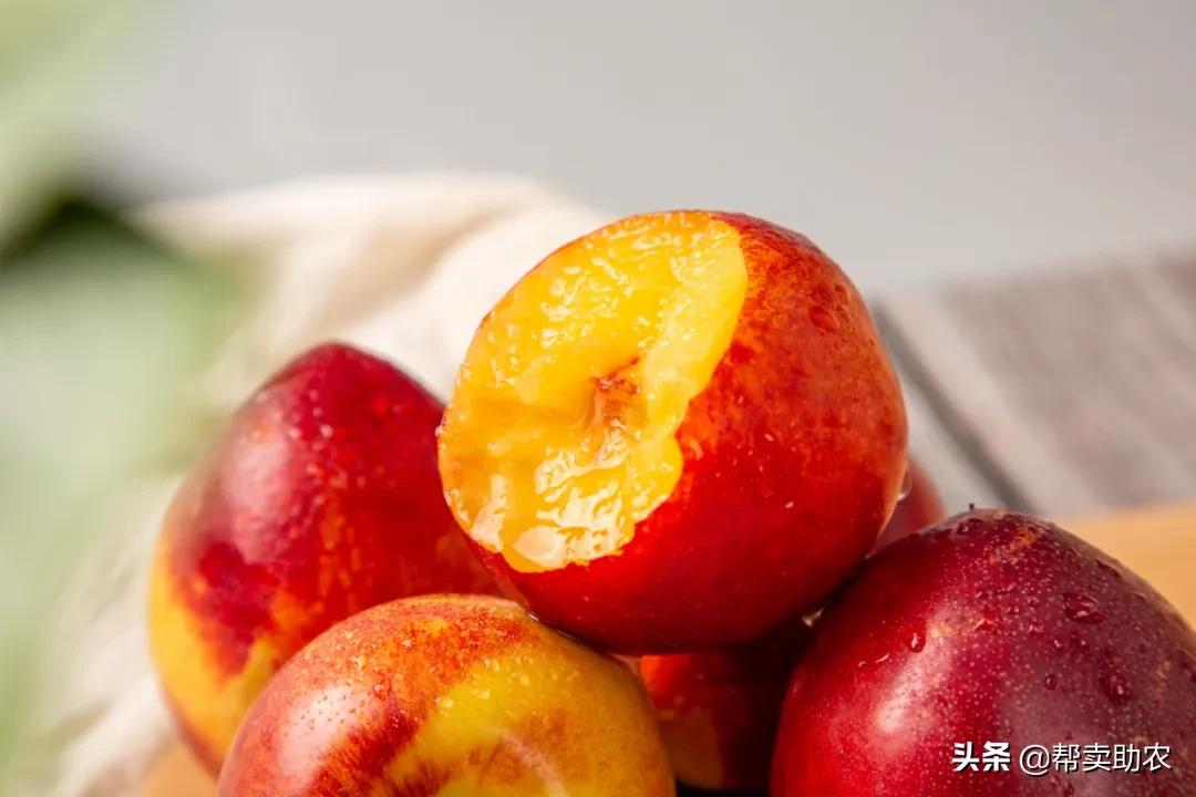 油桃脆甜多汁爽口,一口下去黄桃果肉绵密清爽冰沙