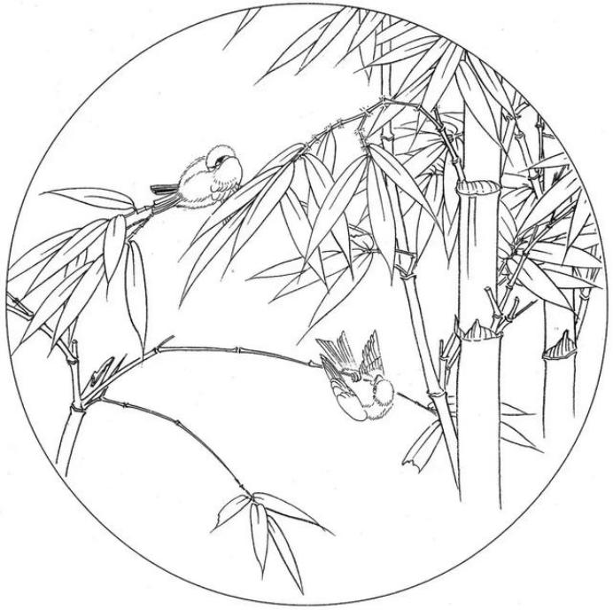 圆面白描作品古风,书法圆面白描作品集