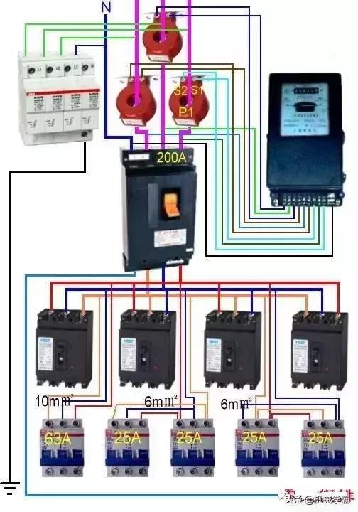 2p电表专用断路器接线示意图,断路器带互感器的电表接线图