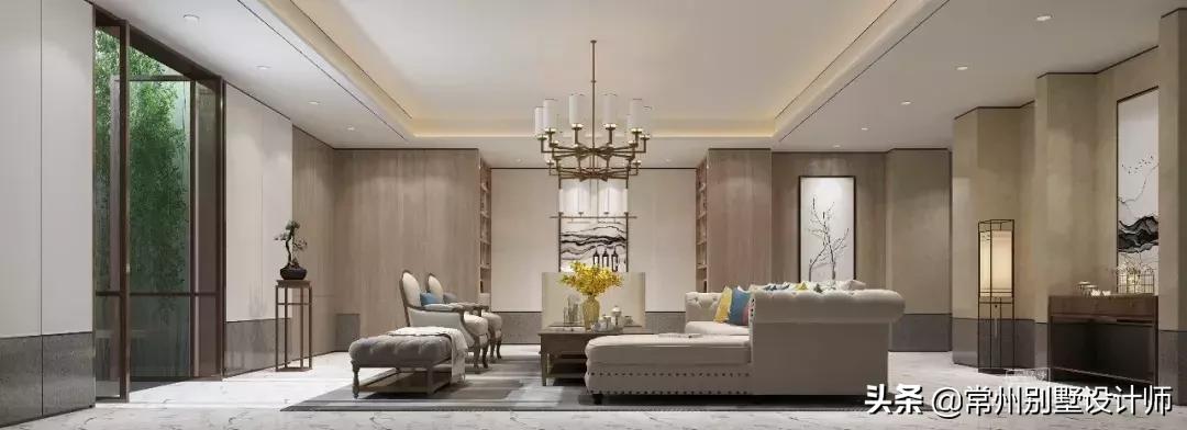 常州现代中式简约风格别墅装修,常州别墅装修空间规整的现代风格