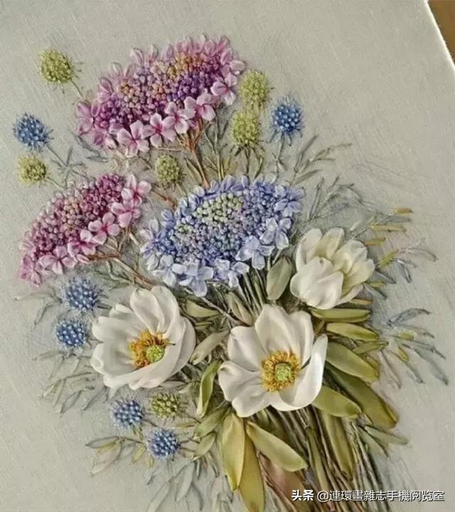 丝带绣装裱图案大全,丝带绣画作品欣赏