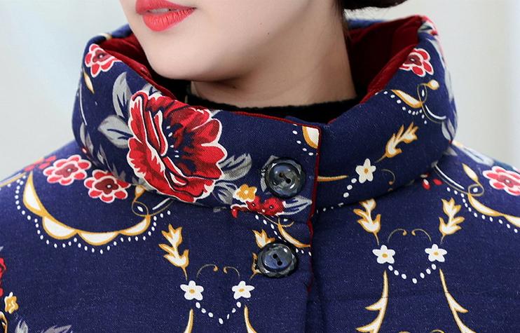 现代改良版花棉袄,改良版花棉袄女冬加厚加绒