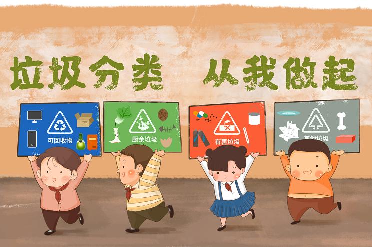垃圾分类文明环保从小做起,爱护环境垃圾分类从我做起
