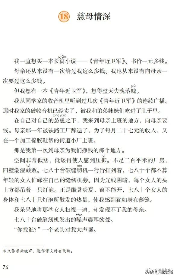 五年级上册练习册第18课慈母情深,五年级第18课慈母情深课文结构图