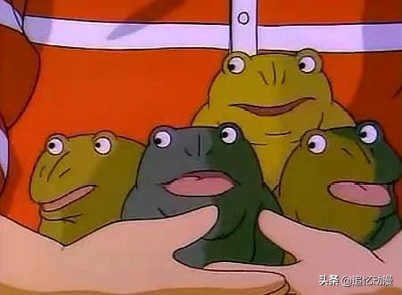 最经典的1987版，为了消灭忍者神龟，斯雷德制造了变异忍者蛙