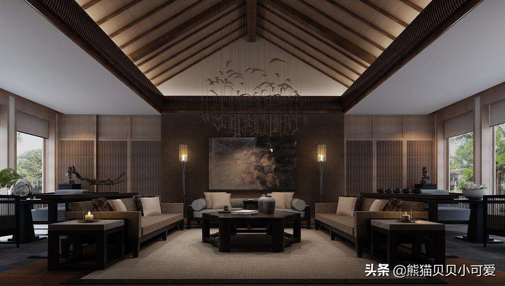 4.5米层高中式古典风格,中式古典风格装修效果图