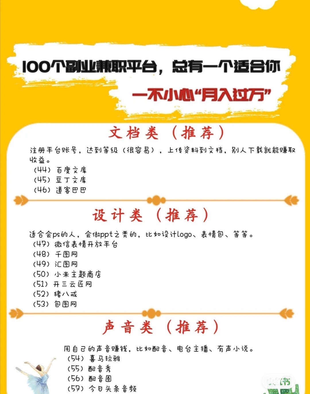 101个副业兼职平台,20种副业兼职平台