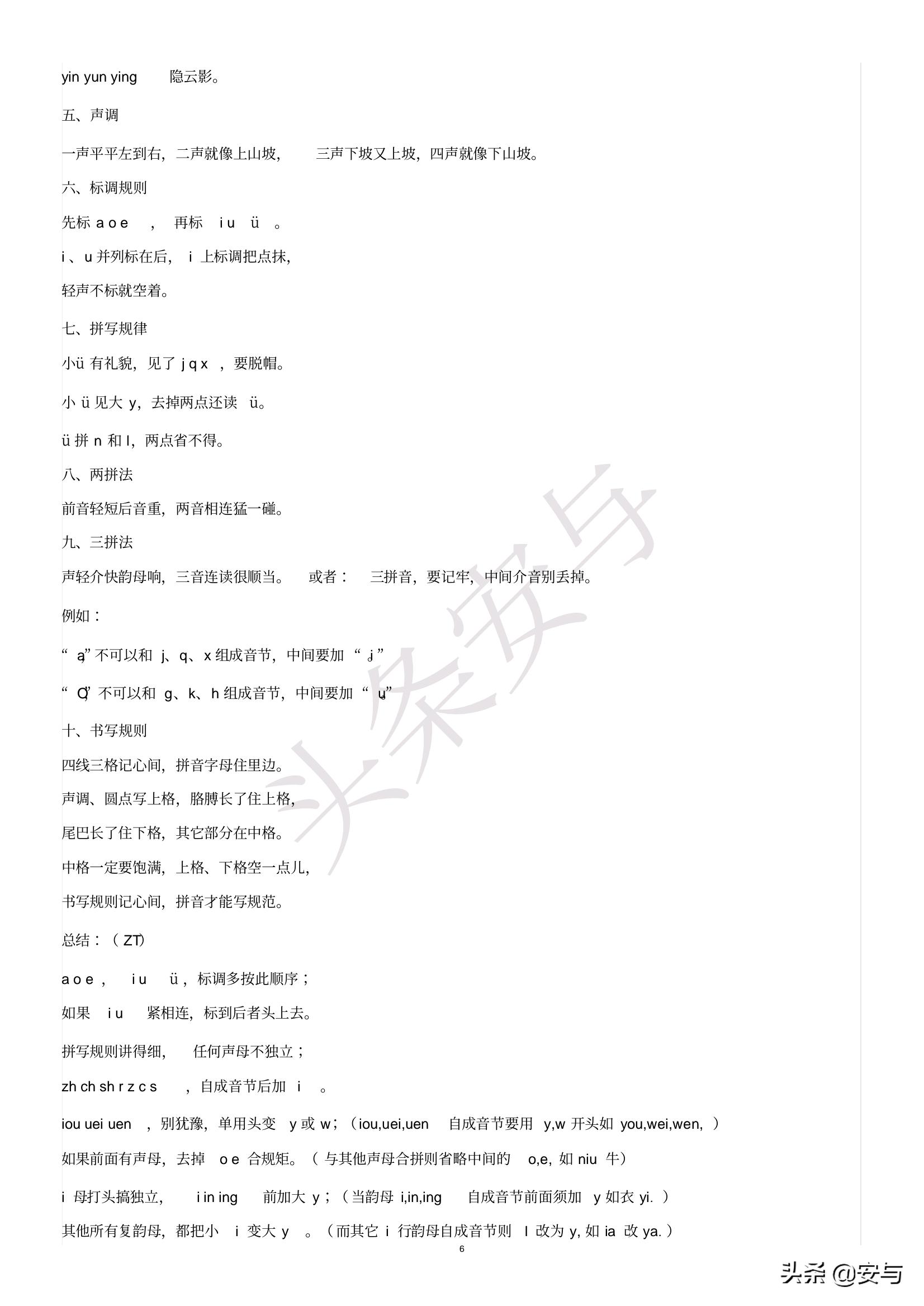 作业模板汉语拼音声母和韵母表,汉语拼音拼读全表带声调