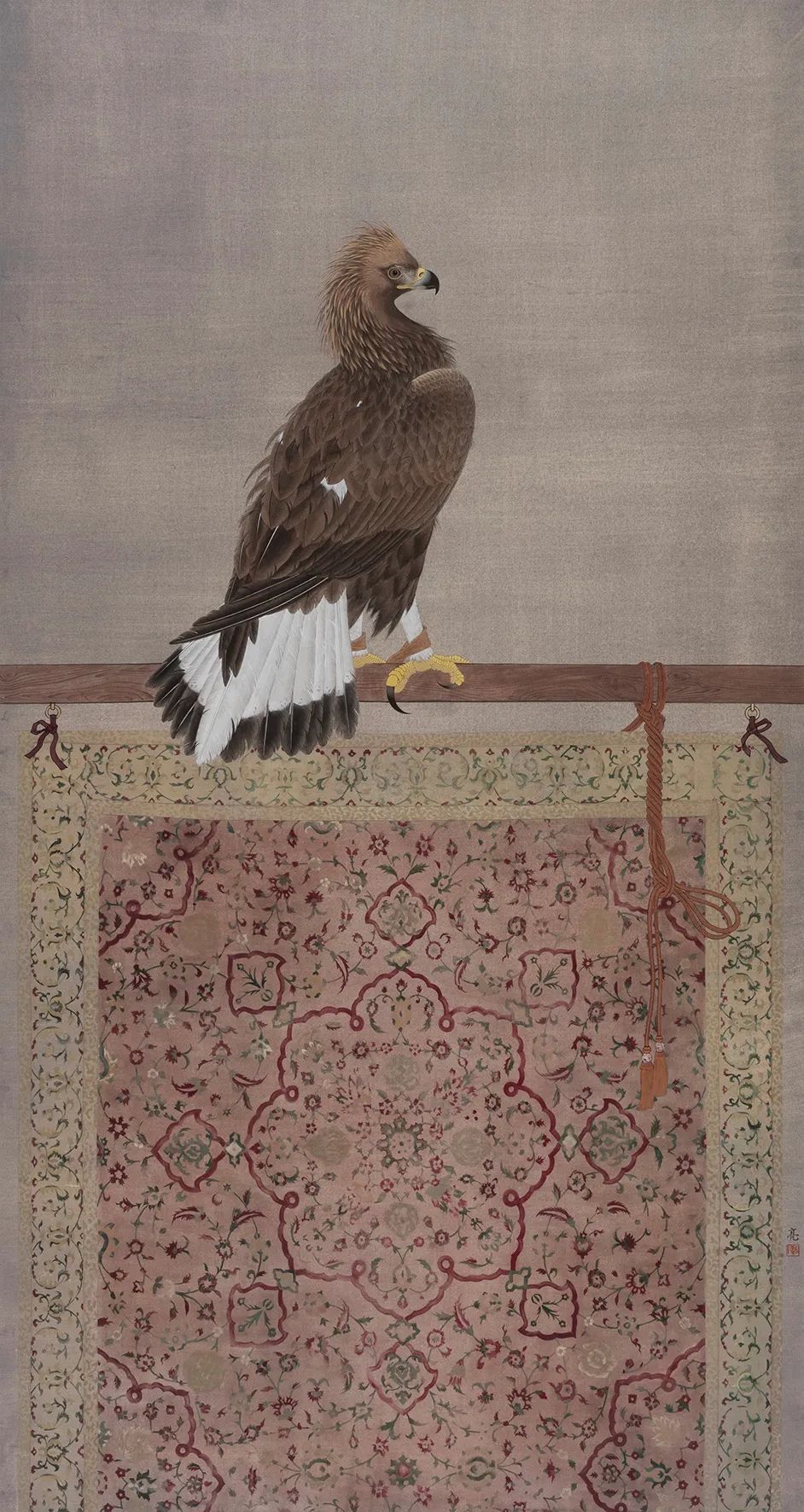 他画的鹰，严谨工致，萧疏威严