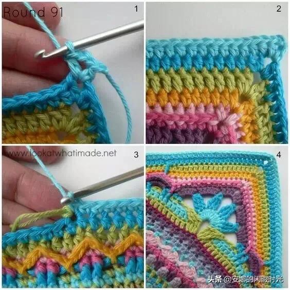 曼陀罗毯子编织教程,苏菲花园曼陀罗毯子钩法高清图解