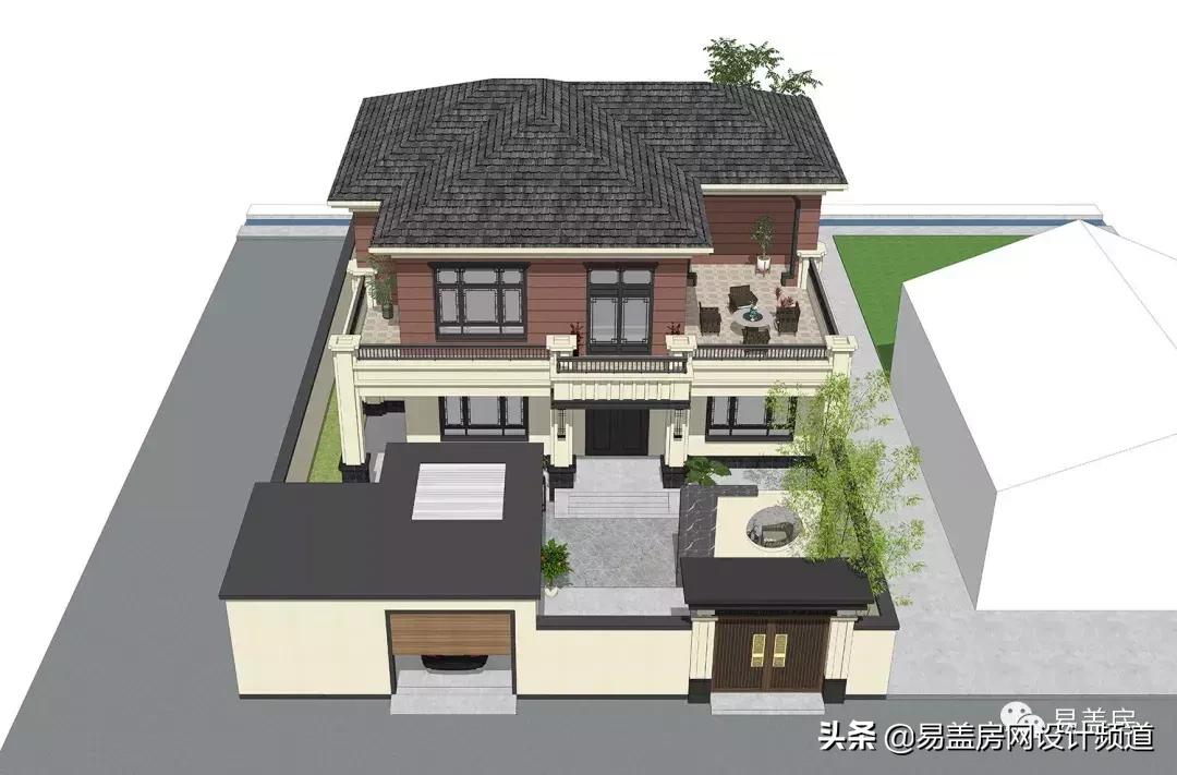 新中式别墅农村车库,武汉农村别墅设计及建造