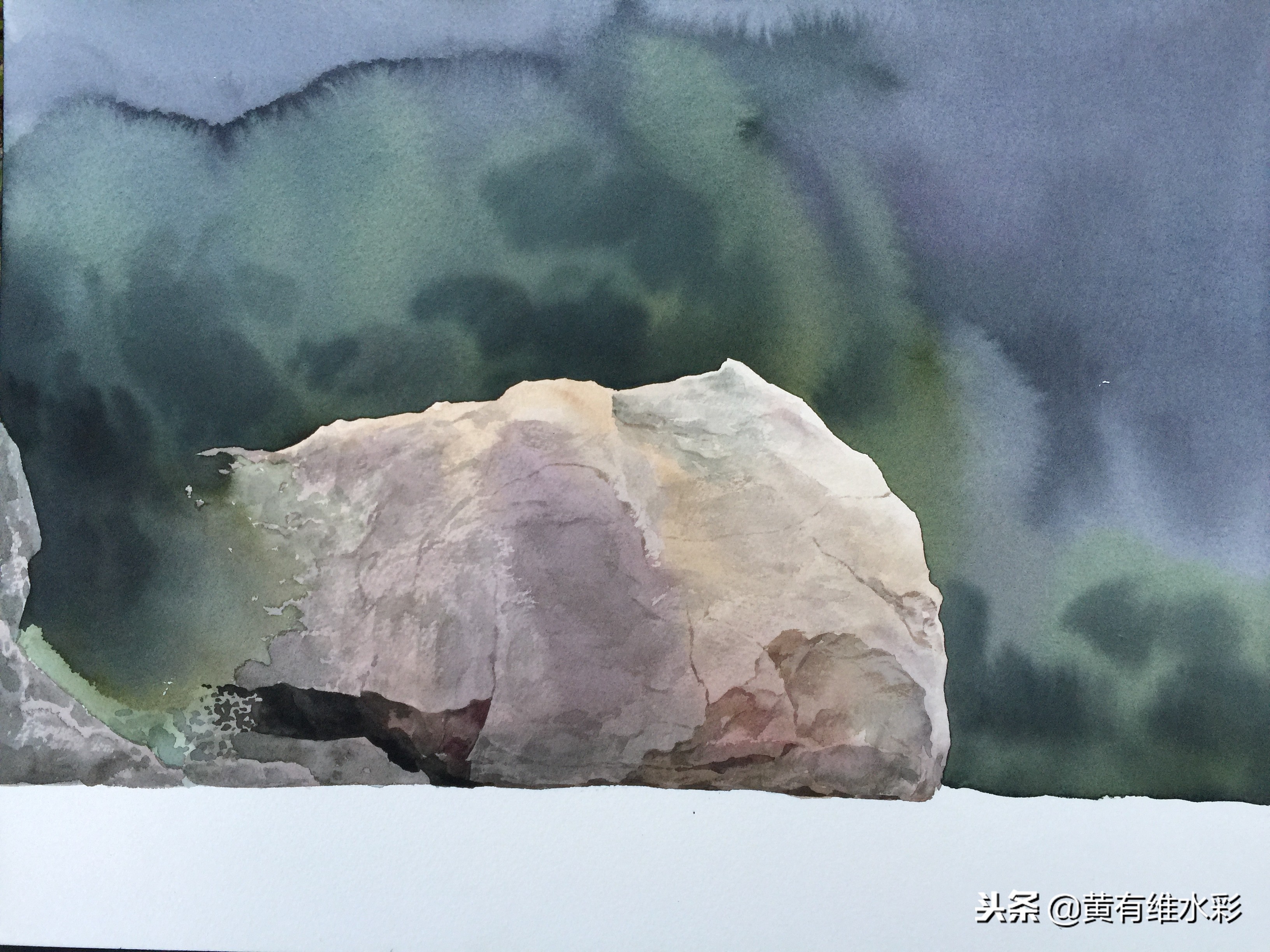 石头水彩风景画,石头水彩画入门教程视频