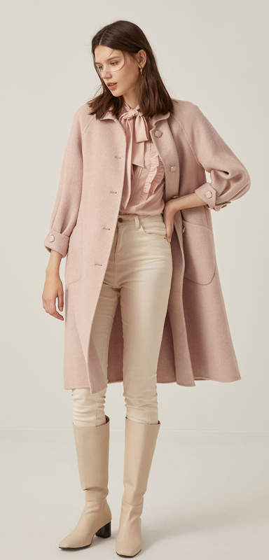 莱茵新款大衣,春季莱茵蓝色外套穿搭