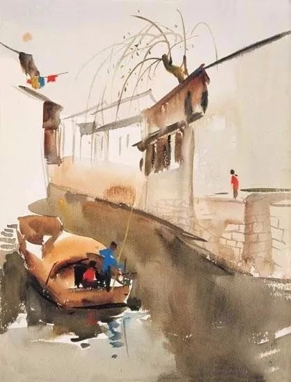 吴冠中水彩风景画,吴冠中水彩作品