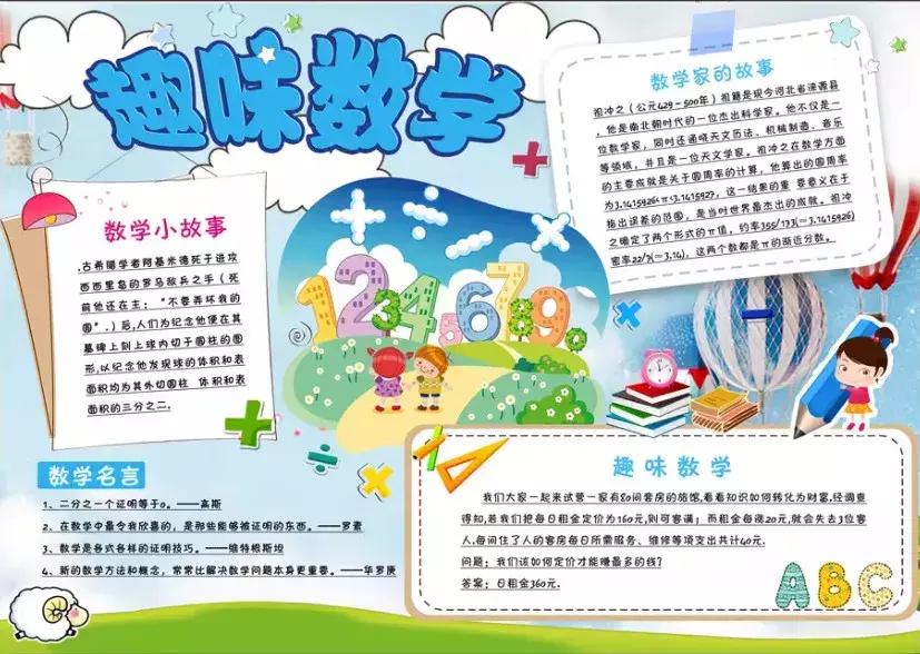 数学手抄报和语文手抄报,小学一年级数学手抄报简单又漂亮