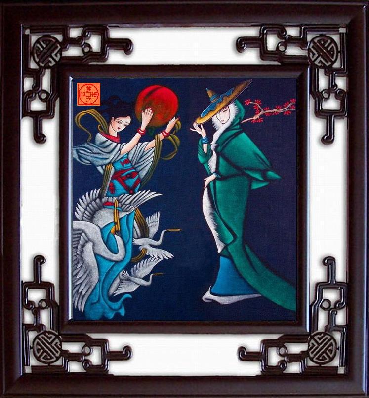 重彩蜡染画,收藏刺绣