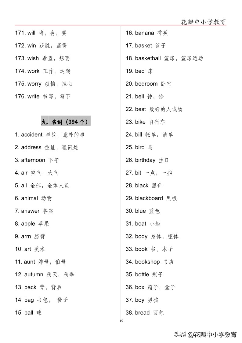 中考英语单词必背人教版,中考英语单词每天50个