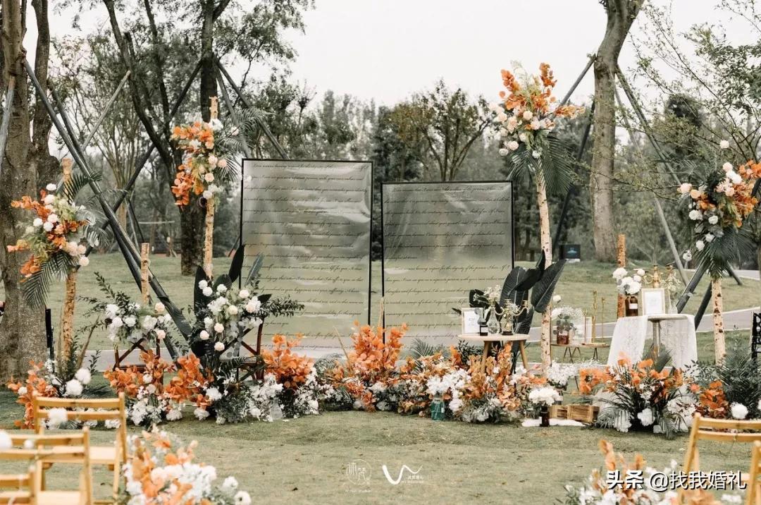 极简西式婚礼户外布置,法式复古婚礼户外效果