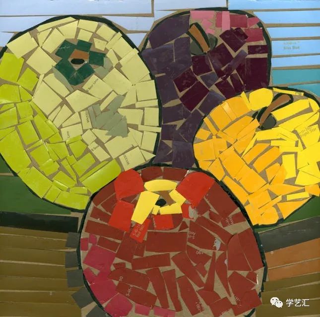 瓷砖拼贴马赛克效果图片大全,卡纸马赛克拼贴梵高向日葵画教程