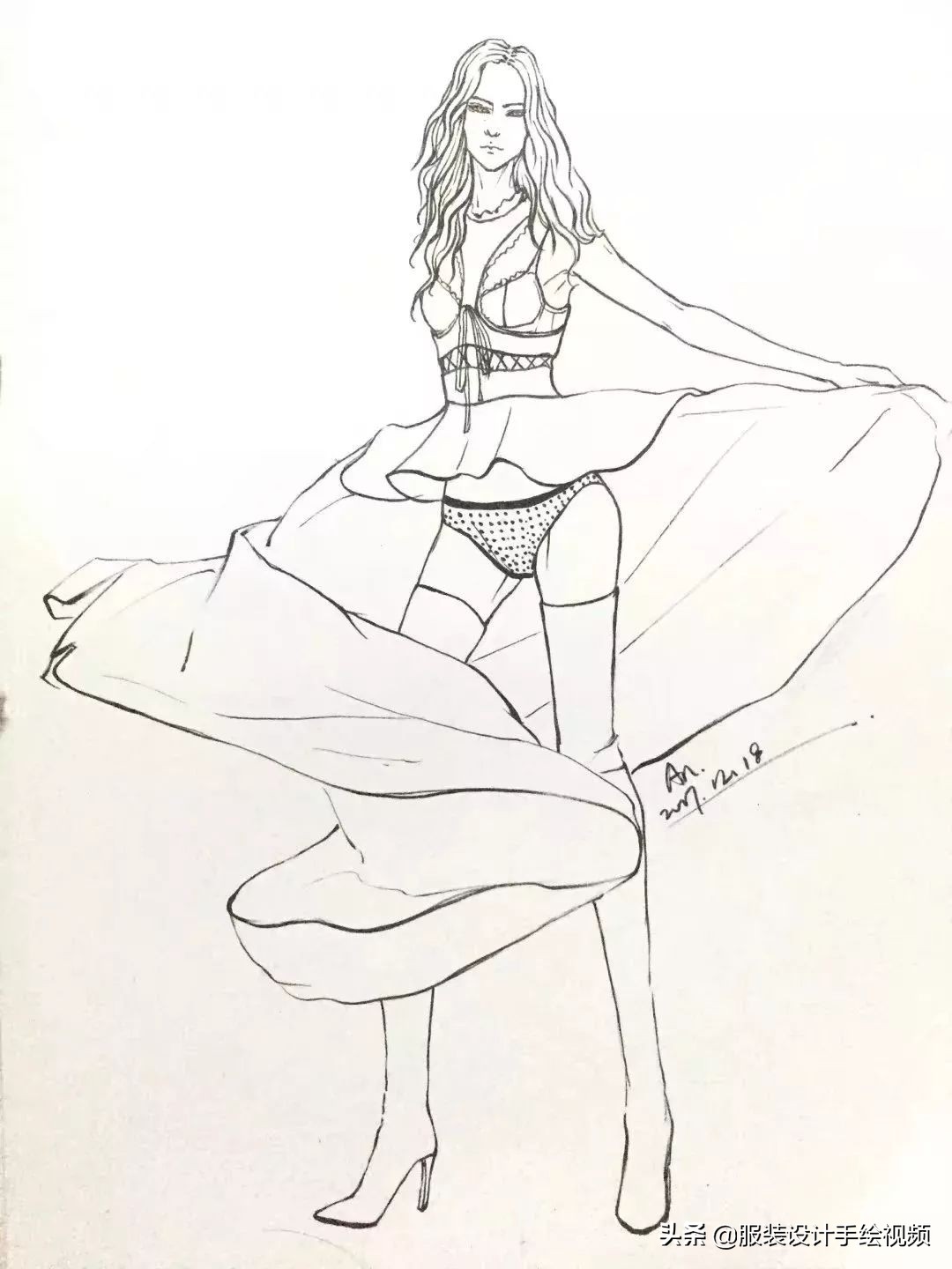 服装勾线教程,服装画弯线技巧