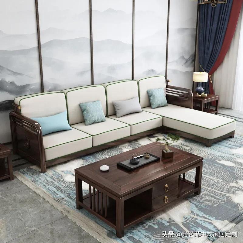 新中式沙发带贵妃榻合适吗,客厅沙发带贵妃位好看吗